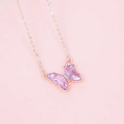 Trendy Colorful Butterfly Necklaces For Women Crystal Butterfly Pendant
