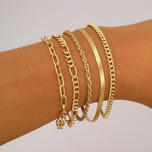Retro Gold Metal Women Set Bracelet