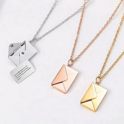 Custom Engraved Love Letter Personalized Envelope Pendant Necklace Stainless Steel