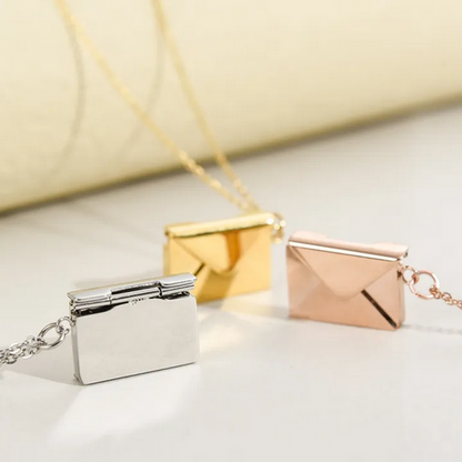Custom Engraved Love Letter Personalized Envelope Pendant Necklace Stainless Steel