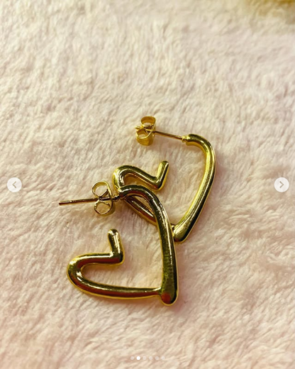 18k Gold Plated Love Heart Shaped Studs