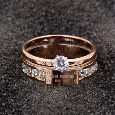 925 sterling Rose Gold Cluster Diamond Ring