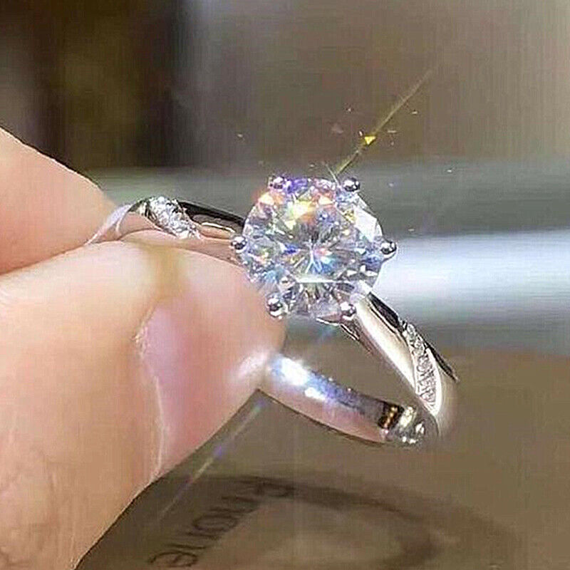 Gorgeous Women Jewelry 925 Silver Ring Cubic Zircon Wedding Ring Sz 6-10