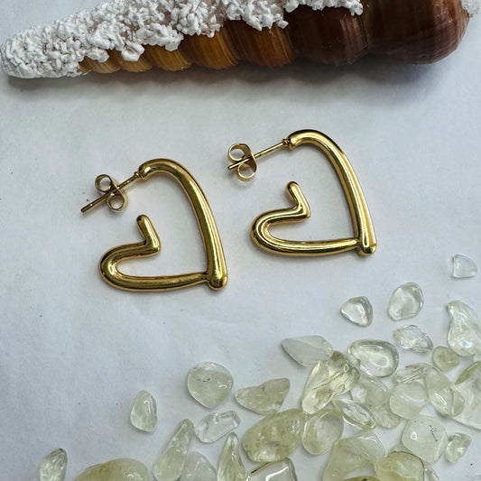 18k Gold Plated Love Heart Shaped Studs