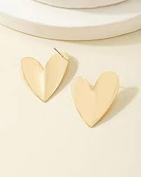 Large Metal Heart Post Earrings