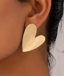 Large Metal Heart Post Earrings