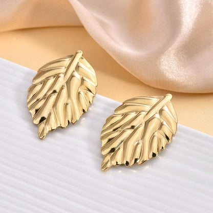 Leaf shape Elegant Stainless steel earrings