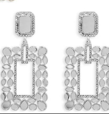 Fashionable Rose Gold and Silver Color Mirror Earring